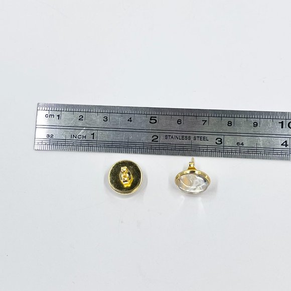 New / Handcrafted - Gold, Cream & Orange Shiny Gold Tone 12mm Stud Earrings - Picture 5 of 7